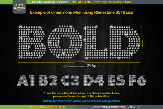 RS04 Modern DIY RHINESTONE TTF Template Font